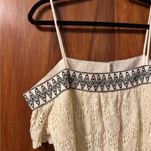 Charlotte Russe Women’s Off the Shoulder Shirt with Crochet Pattern - Size Large